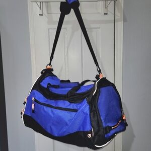 Blue and Black Men's Duffel Bag